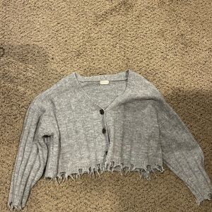 Gray Fringed Women's Sweater